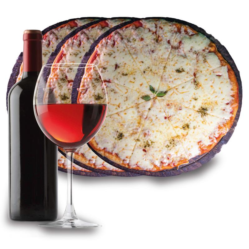 Combo de pizzas y vino