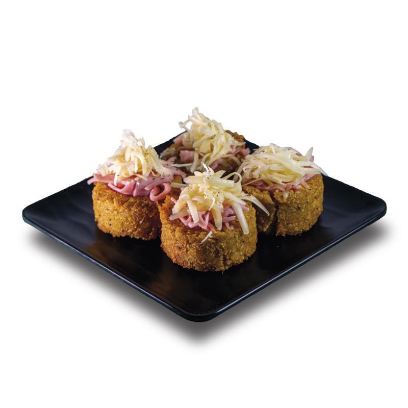 Tostones rellenos de jamón y queso, 4 unidades