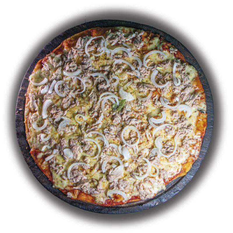 Pizza con Atún y cebolla.