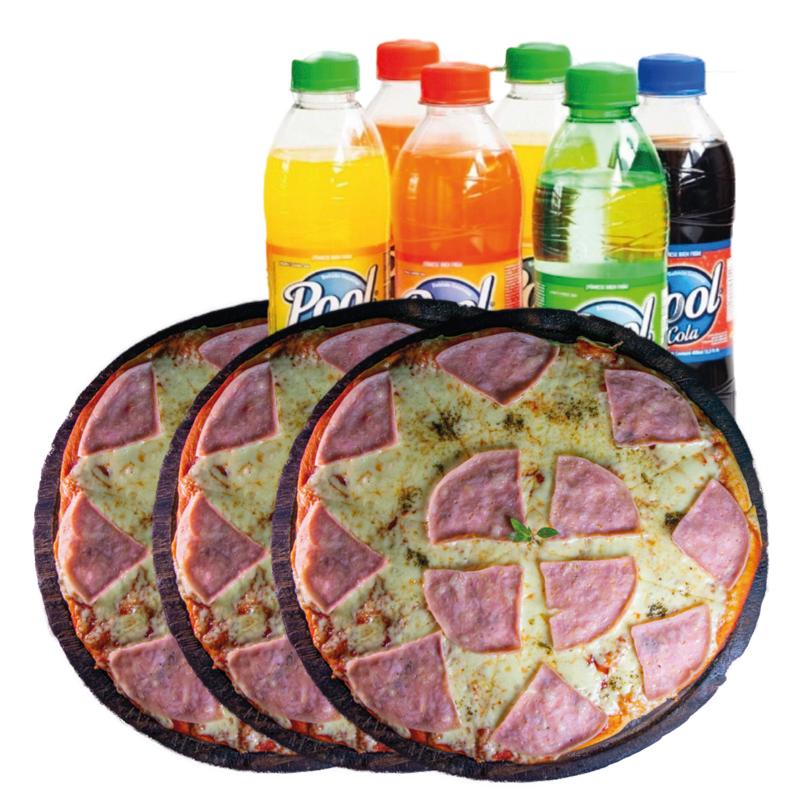 Combo de pizza de jamón y refrescos 