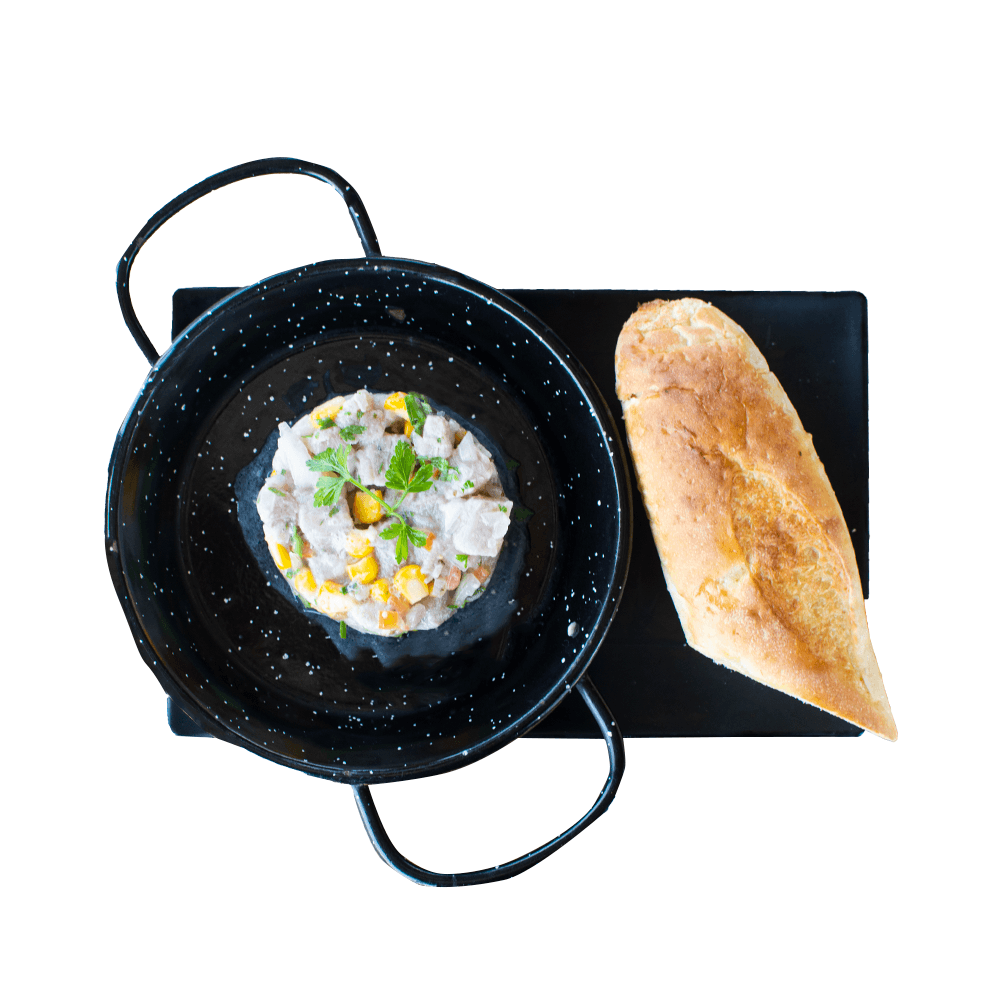 Ceviche de pescado + medio pan baguette
